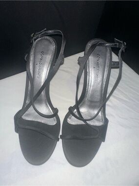 Donald J. Pliner Black Strappy Ankle-Heel Sandals